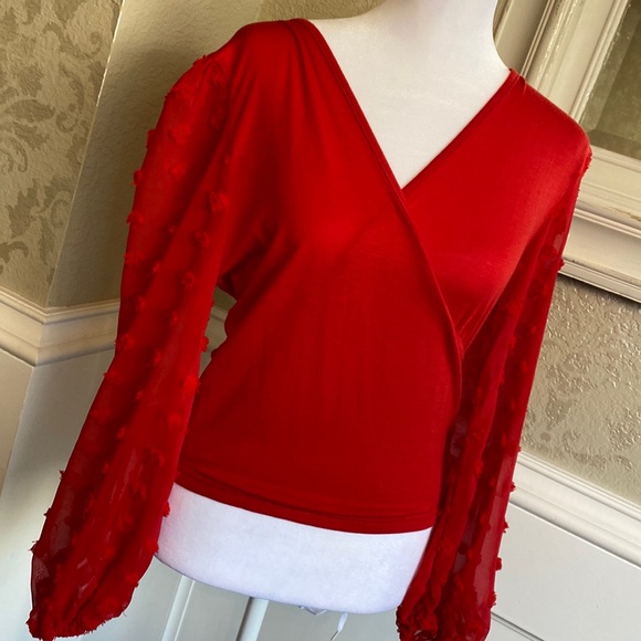 SHEIN Tops - NWOT SHEIN Red Long Sleeve Top Size 6